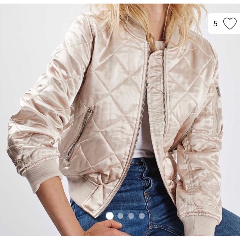 TopShop Pale Pink Quilted Bomber Jacket